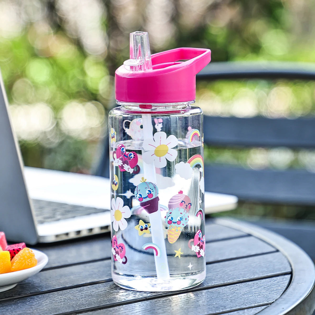 A 500ml Straw Cup, Cute and Portable Dinosaur Ice Cream Water Bottle, Outdoor Portable Cute Cup Water Bottle