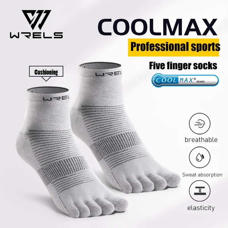 WRELS 1/3pairs Toe Sock for Men and Women Coolmax Five Finger Running Riding Cycling Basketball Sport Moisture Wicking Socks