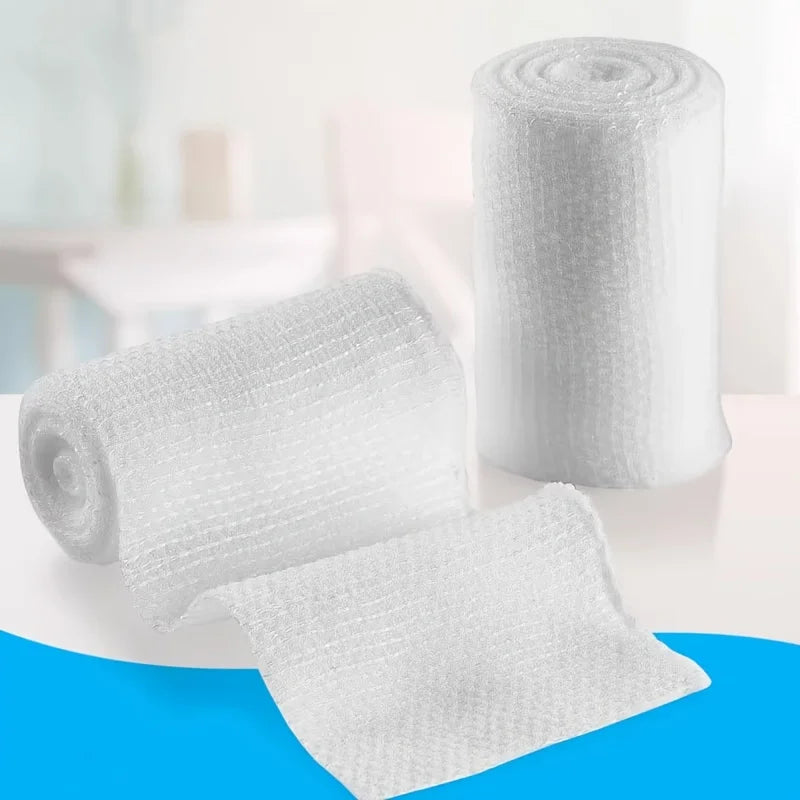 6 Rolls Elastic Gauze Bandages, Breathable and Retractable White Care Package, Used for Finger, Wrist, Leg Support Sports Care