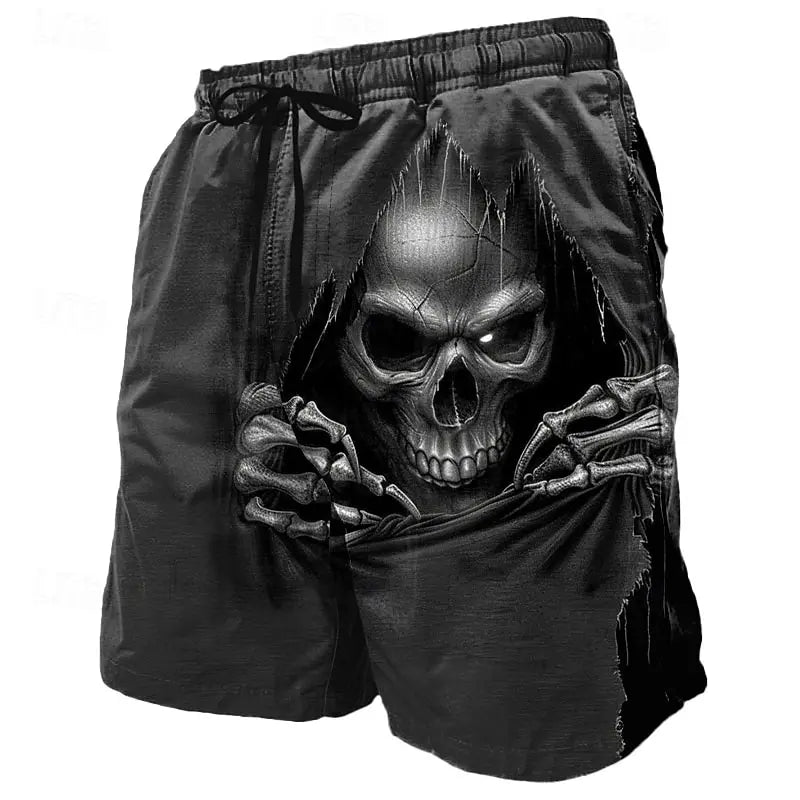Fashion Horror Skull Pattern Beach Shorts For Men Fashion Summer 3D Printed Swim Trunks Loose Streetwear Hip Hop Short Pants