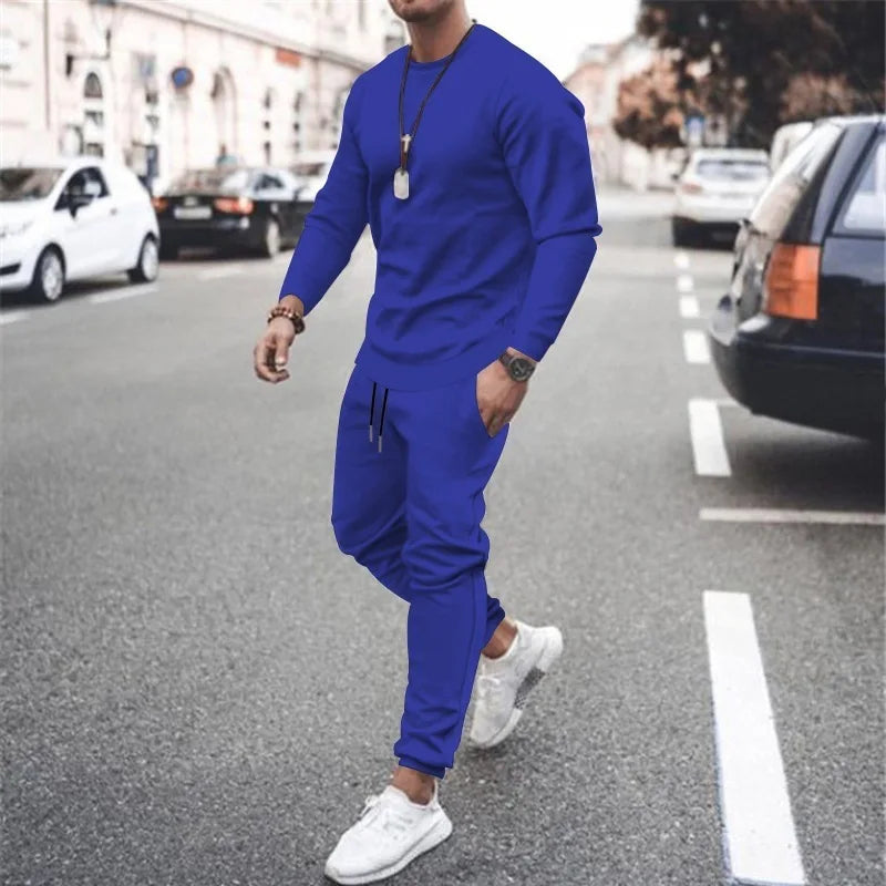 Men's 2025 popular Two-Piece Jogger Sports Suit Warm Autumn Winter Tracksuit Set with Running Sweatshirt And Sweatpants