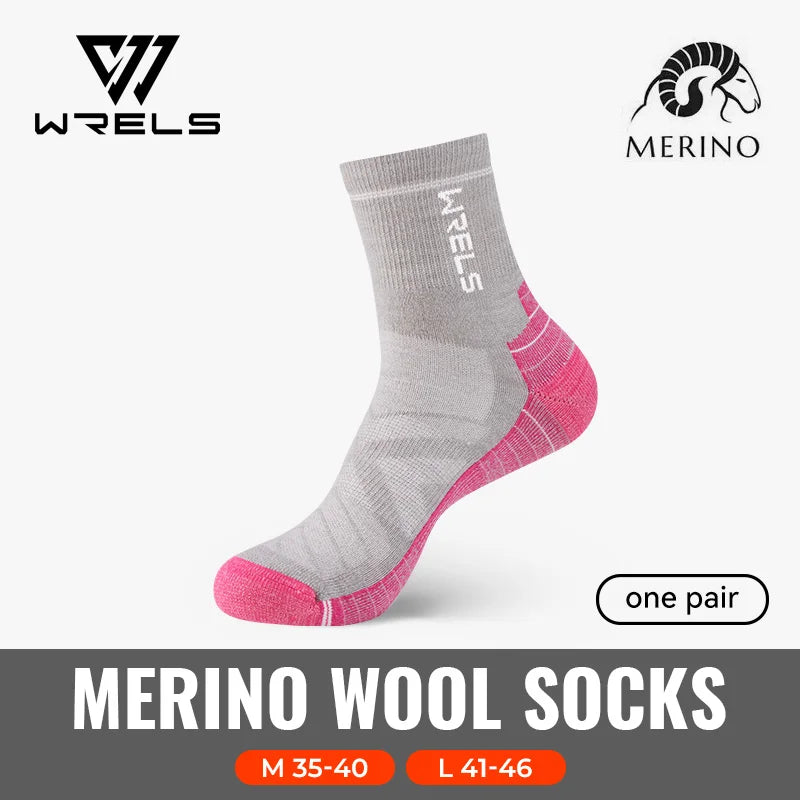 WRELS 1/2/3pairs Merino Wool Socks Thermal Warm Winter High Elastic Thick Hiking Socks Moisture Absorption Wool Sports Socks