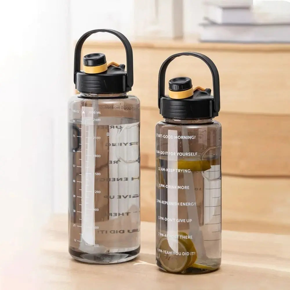 1.5L/2L/3L Sports Water Bottle Portable Leakproof Large Capacity Water Jugs Lightweight with Time Marker Clear Drink Bottle