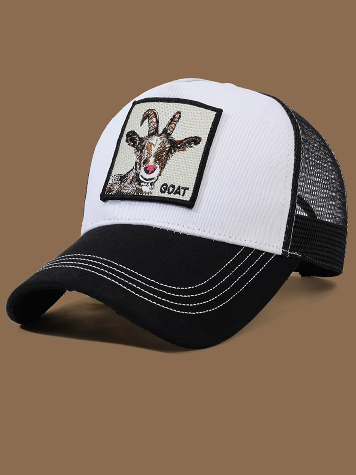 Unisex Trucker Cap with Goat Embroidery & Applique - Ideal for Daily Casual Wear, Sports and Travel