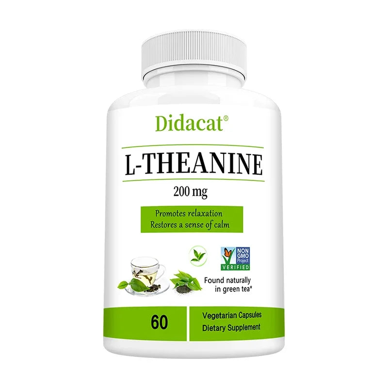 L-Theanine 200mg Vegetarian Capsules, Natural Amino Acid Supplement for Relaxation & Mood Balance, Support Mental Focus & Calm