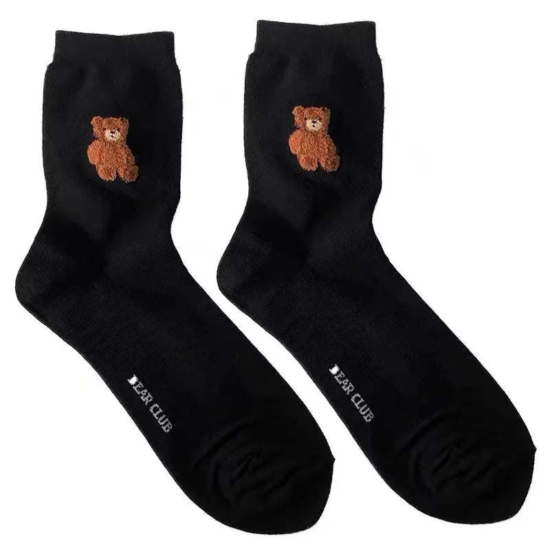 Good Quality Cartoon Gentleman Bear Men's Socks Cotton Harajuku Style Sport Boys Skateboard Novelty Breathable Christmas Gifts