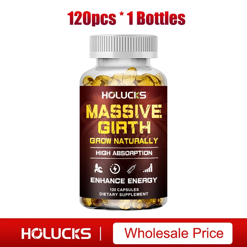 Massive Girth Capsules for Men, Testosterone Booster, Hormone Support, Muscle Growth & Strength, Size Enhancement Supplement