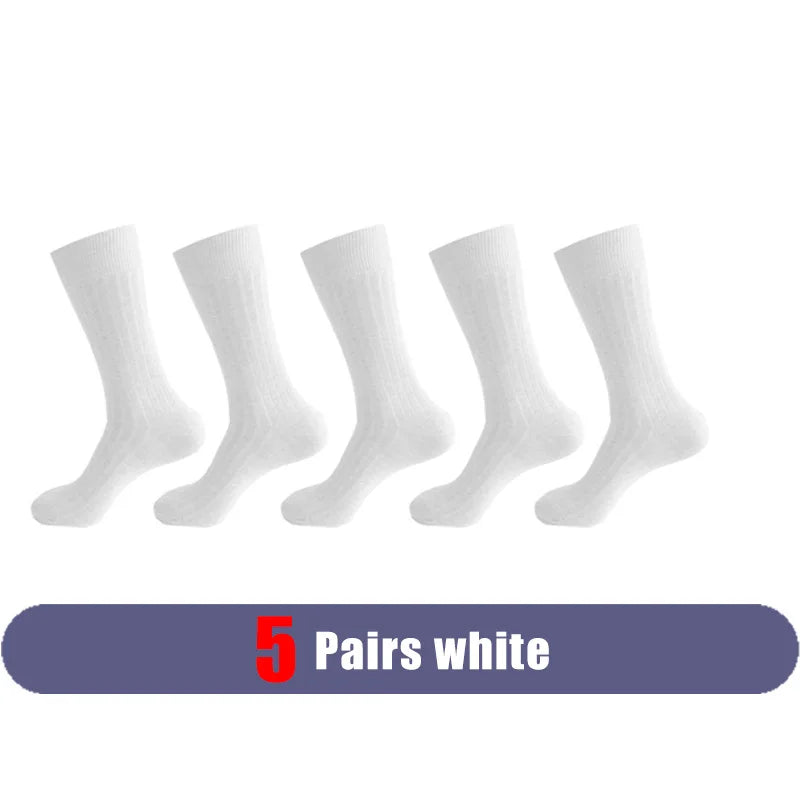 Mans Socks Long Plus Large Size Cotton Solid Striped Business Boneless Soft Breathable Sweat-Absorbing Party Dress Crew Socks
