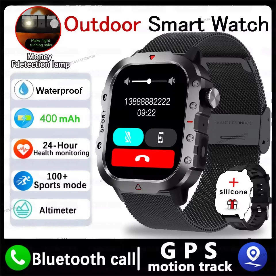 2026 New Military Smart Watch Men 3ATM Outdoor Sports Fitness Tracker Blood Pressure Health Monitor BT Calls GPS Smartwatch Hw12