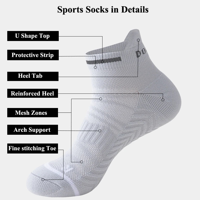 Ankle Socks Athletic Cushioned Reinforced Heel and Toe Breathable Mesh Performance Arch Support Sports Running Quarter Tab Socks