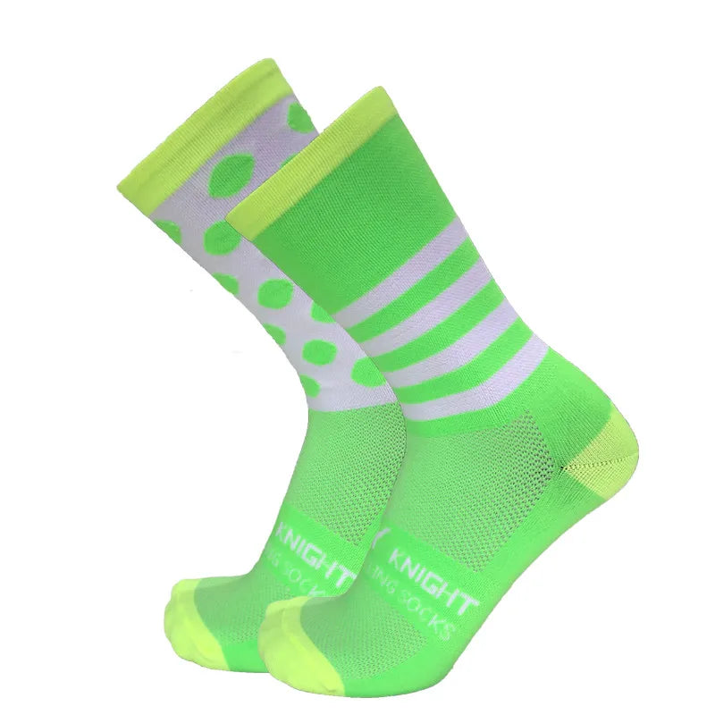 New Stripe Dot Cycling Socks Top Quality Professional Brand Sport Breathable Bicycle Sock Outdoor Racing Running Socks