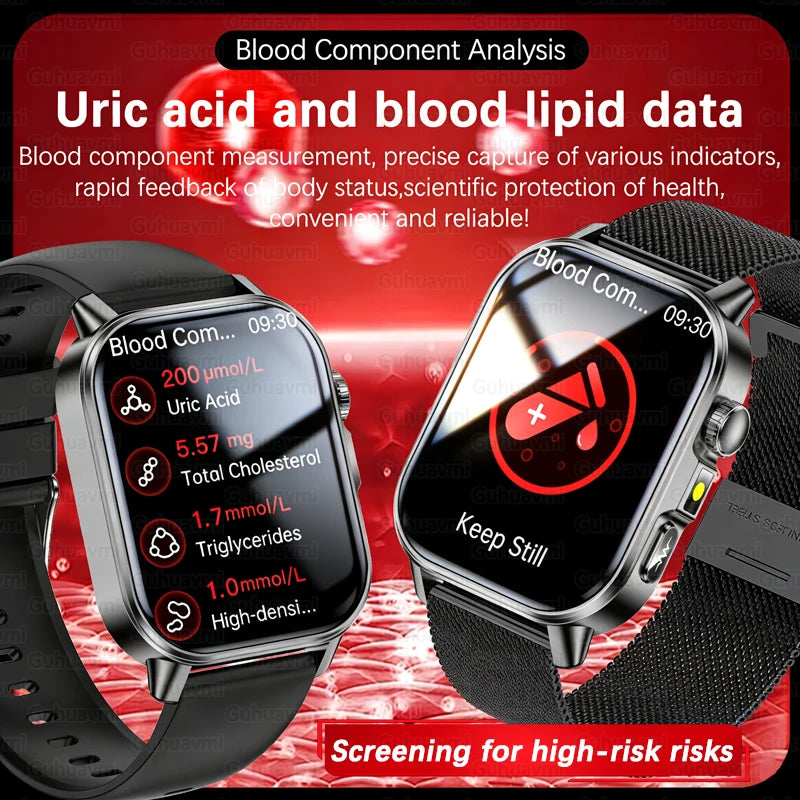 2026 New ECG+PPG Smart Healthy Diagnosis Surveillance Body Analysis Blood Pressure Lipid Uric Acid Health Smart Watches For Men