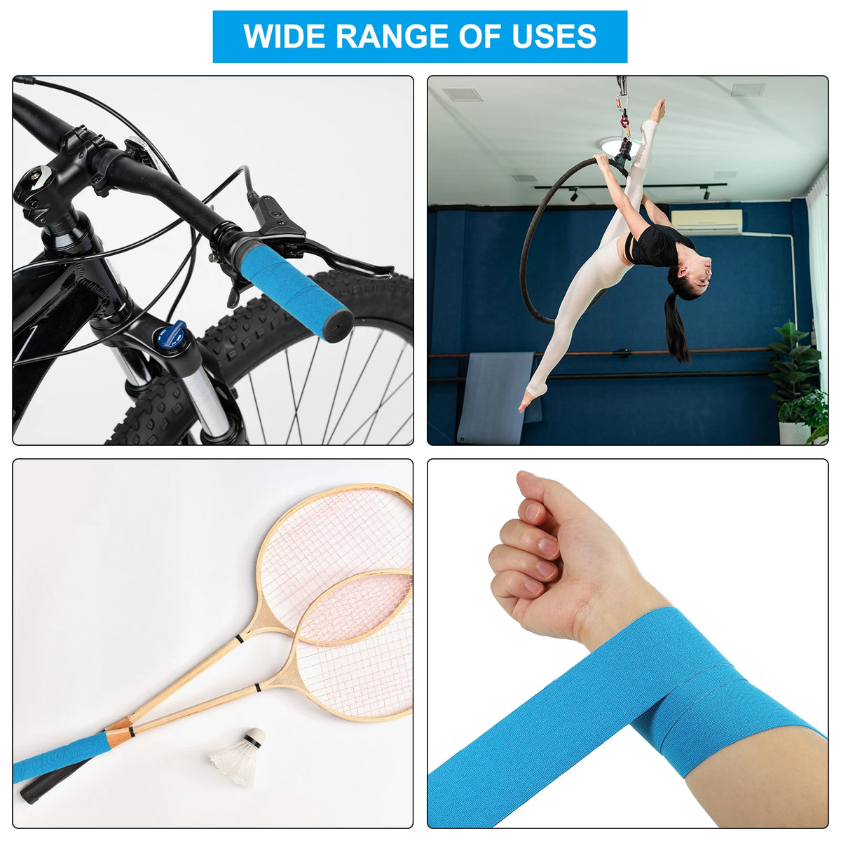 Aerial Hoop Tape Athletic Tape Adhesive Non-Slip Grip Tape Yoga Rig Sport Tape for Wrapping Exercises Gymnastics 16.4ft Colorful