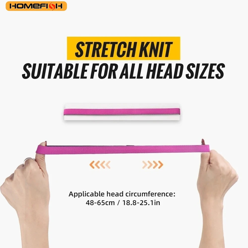 HOMEFISH 2PCS Elastic Silicone Sport Headband, Anti‑Slip Lightweight Hairband for Men Women Fitness Gym Cycling Outdoor Sports