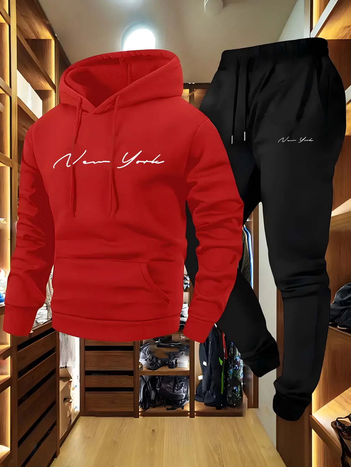 New York Themed Men's Soft Hooded Sweatshirt and Sweatpants Set Comfortable Athletic Wear for All Seasons tracksuit clothes
