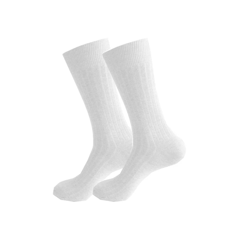 Mans Socks Long Plus Large Size Cotton Solid Striped Business Boneless Soft Breathable Sweat-Absorbing Party Dress Crew Socks