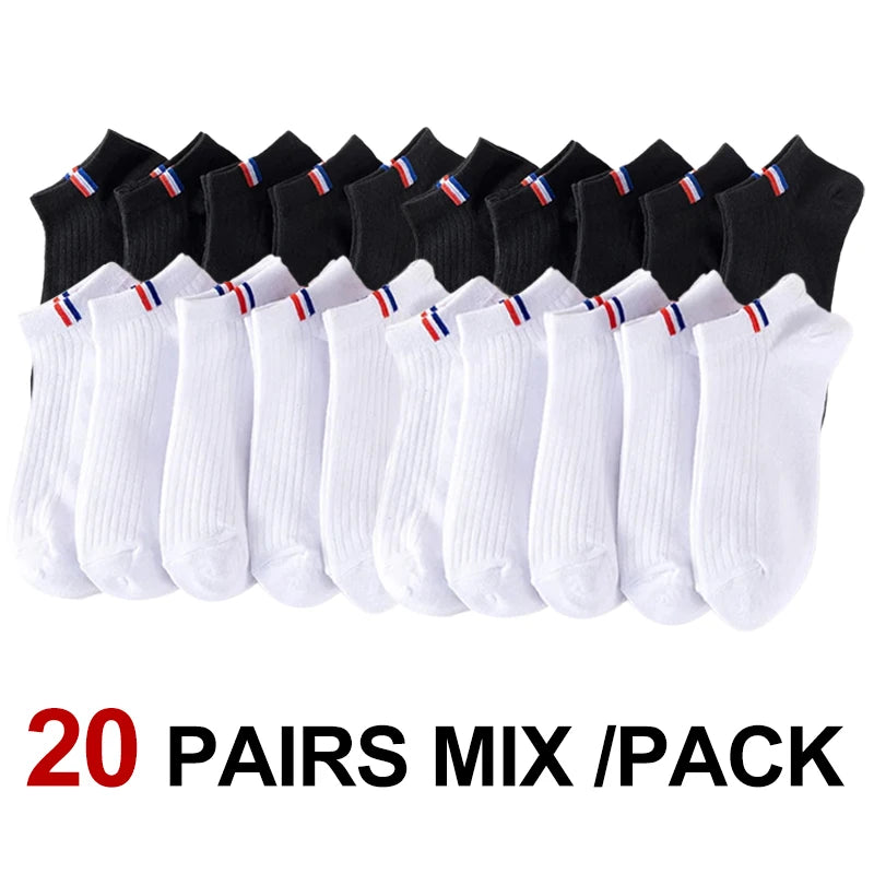 10/20 Pair Neutral Solid Color Low-Top Sports Socks Spring Summer Sweat Absorbing Breathable Comfortable All-Season Leisure Sock