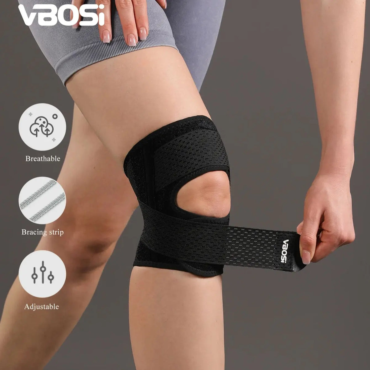 JINGBA SUPPORT 1 Piece Women Men Adjustable Breathable Elastic Lightweight Knee Support with Spring Stays for Basketball Running