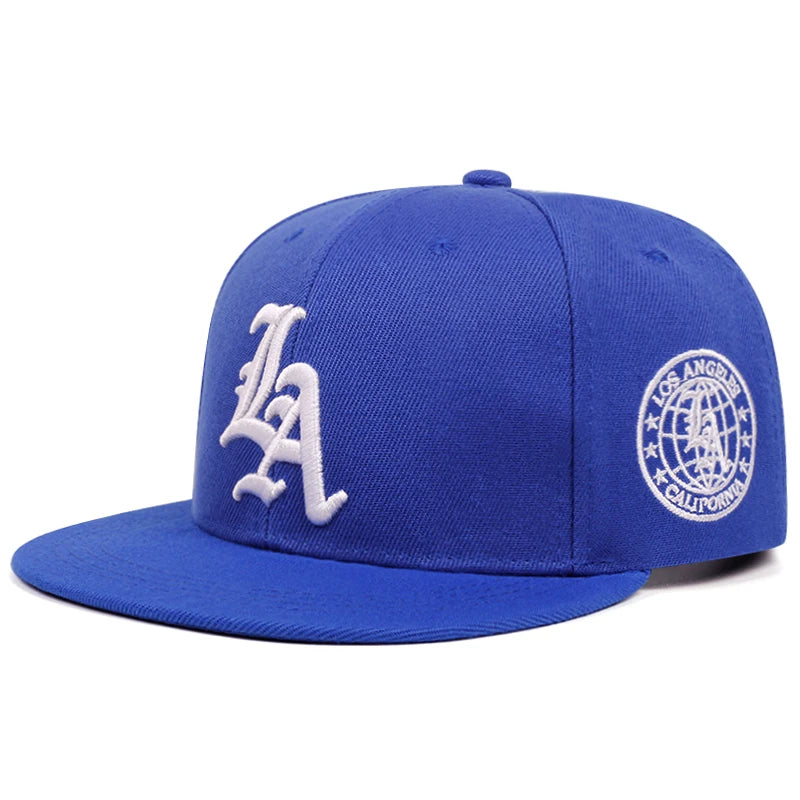 2026 New Los Ange Earth Letter Embroidered Cotton Flat Edge Hat Women Simple Baseball Hat Sunshade Hat Men's Outdoor HipHop Hat
