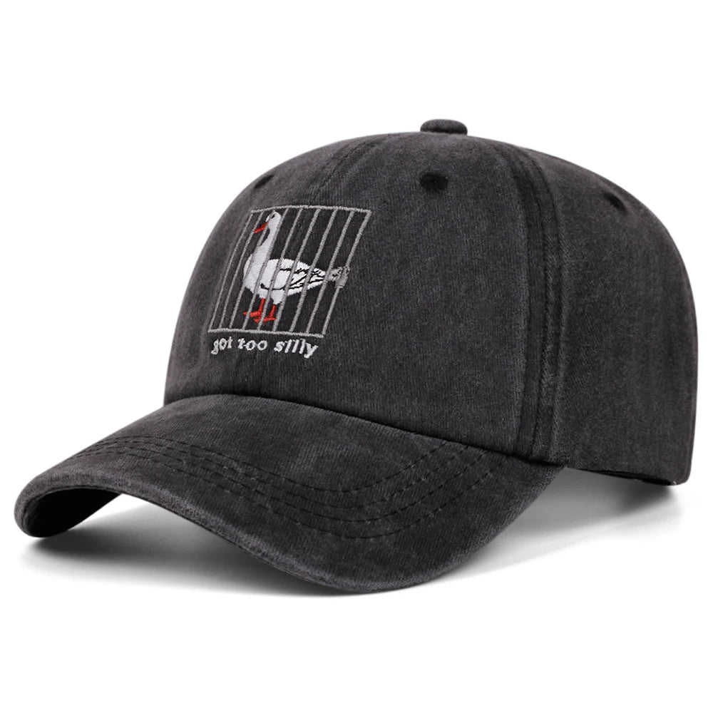 got too silly letter washed embroidered soft top baseball cap women men retro hat fashionable versatile