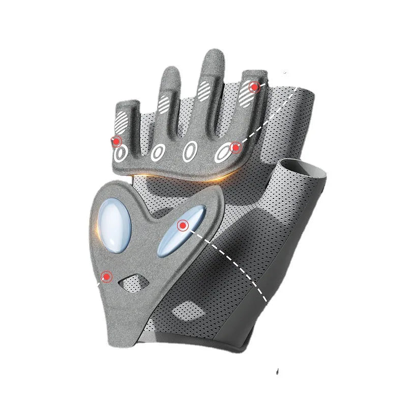 Fitness Cycling Gloves, Men Women Anti Slip Shock-Absorbing Ice Silk Gym Gloves Summer Breathable Yoga Sports Train Gloves