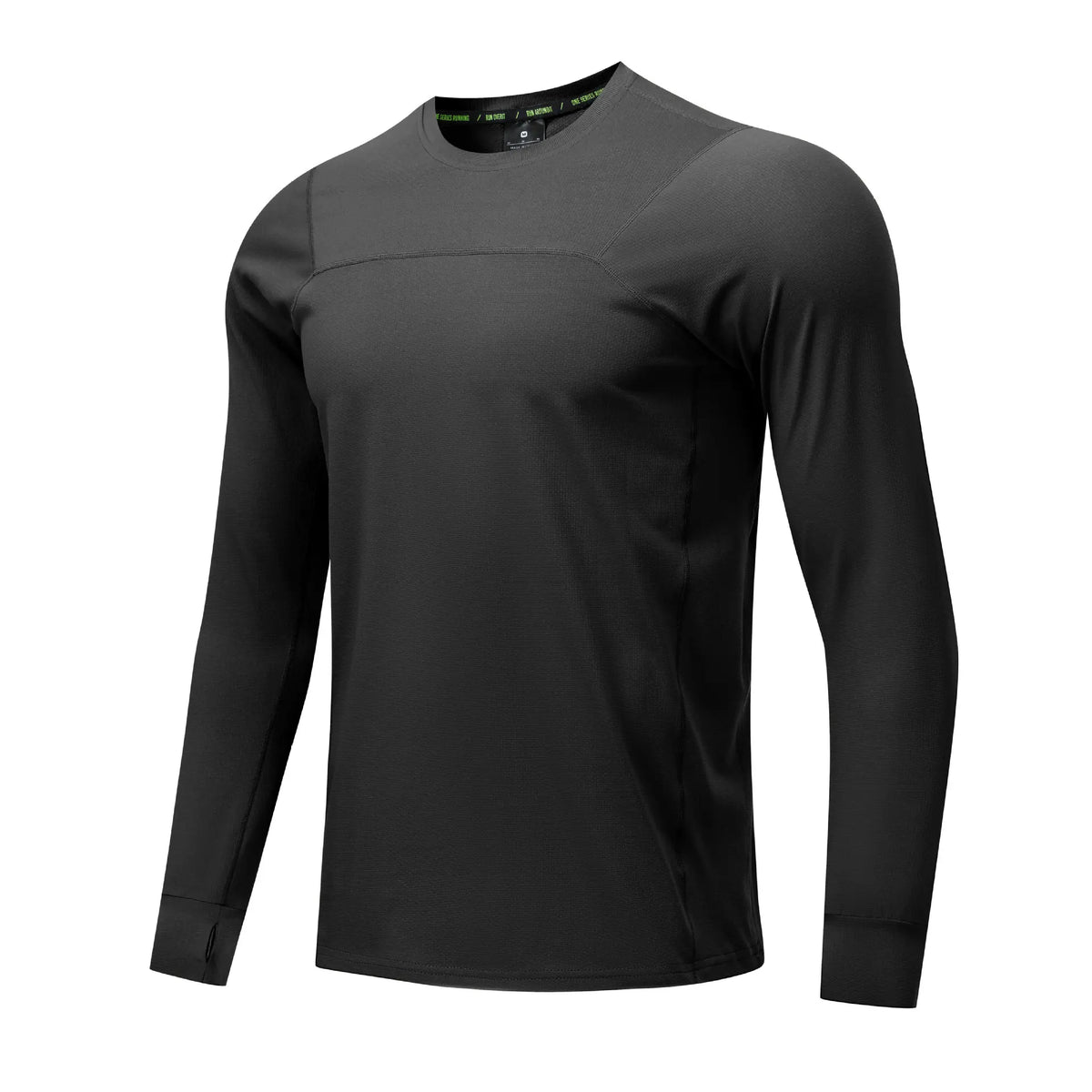 Autumn Breathable Round Neck Long Sleeve Quick‑Dry Fitness Shirt Pull‑Over Solid Sun‑Protection Running T‑Shirt Men
