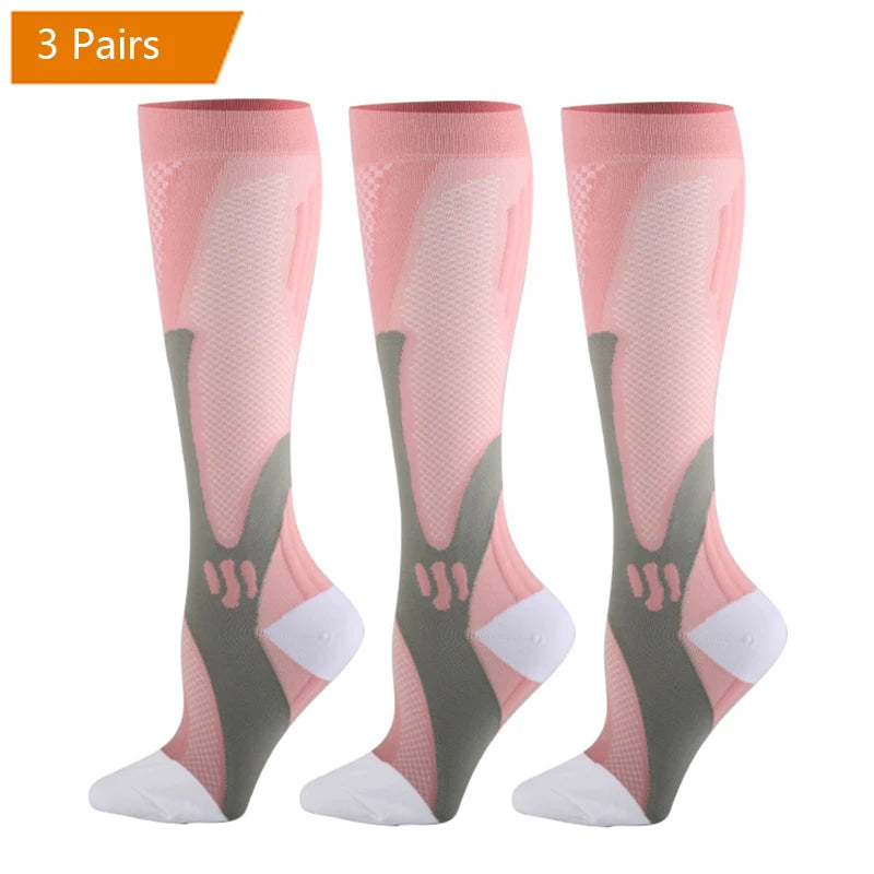 3 Pairs Compression Socks Men Gym Outdoor Football Natural Hiking Cycling Socks Varicose Veins Diabetes Swelling Pregnancy Socks