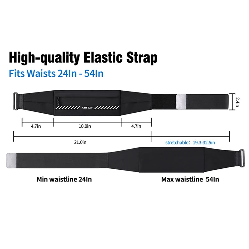 HAISSKY Elastic Sports Running Bags For iPhone 17 16 15 14 Pro Max 17Air 16E 16 Plus Reflective Zipper Waistband Belt Waist Pack