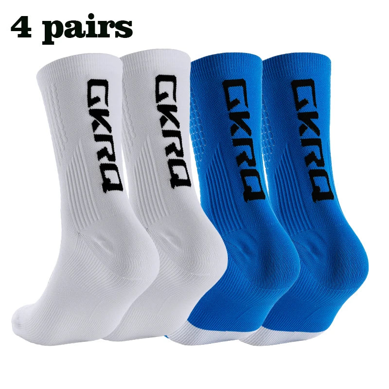 GKRQ 4pairs 2023 New Cycling Socks Bike Nurse Compression Road Bike Running Mtb Knee-high White Sports Funny Brand Black