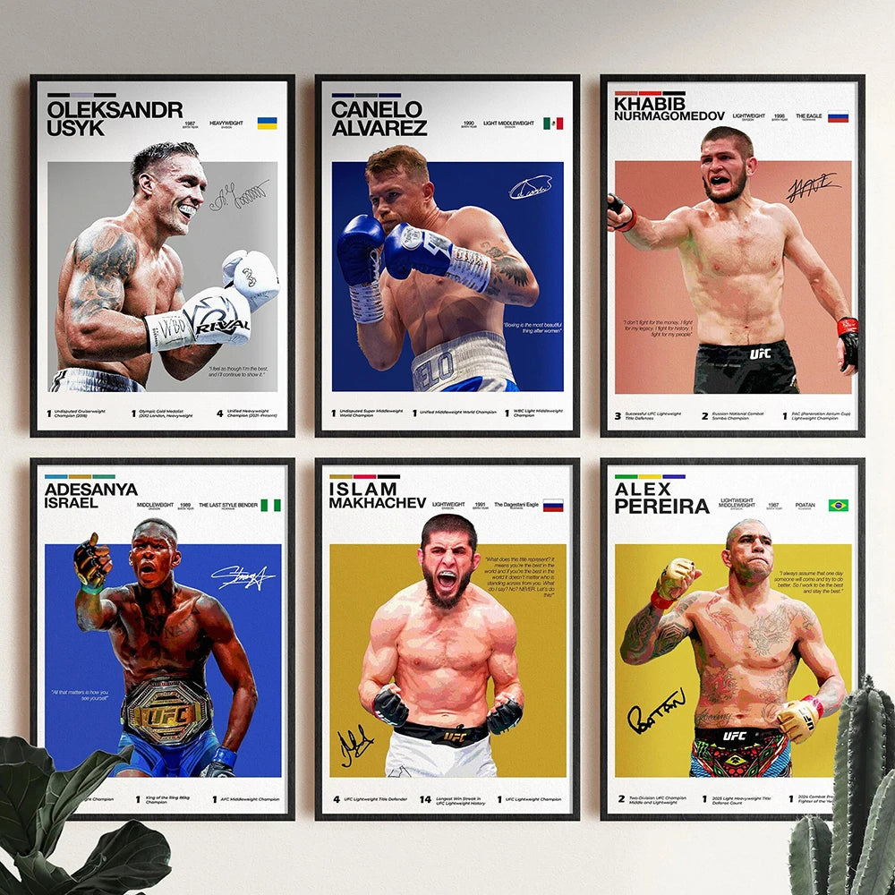 Alvarez Inoue Usyk Poster Famous Boxing Wall Print Legends Fighting Poster UFC Canvas Painting Decor Gym Home Mural Cuadros