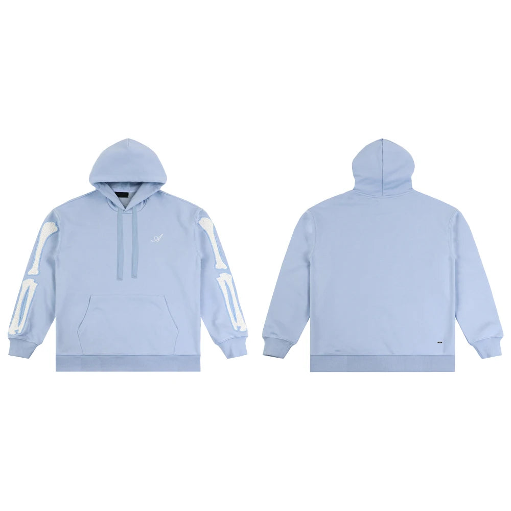 Y2k Clothing Men Oversized Hoodies with Skull Bone Embroidery Streetwear Cotton Hip-hop Street Style Casual Retro Winter Hoodies