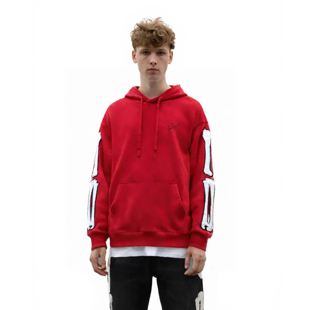 Y2k Clothing Men Oversized Hoodies with Skull Bone Embroidery Streetwear Cotton Hip-hop Street Style Casual Retro Winter Hoodies