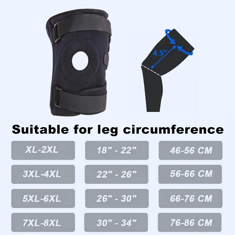 Plus-Size Sports Knee Brace with Adjustable Strap Silicone Spring Knee Support Patella Protection Knee Pad for Running Hiking