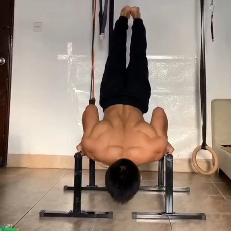 Fitness Parallel Bars Wooden Steel Push Up Handstand Antiskid Bracket Rack Weight Muscle Training Grip Handle Exercise Equipment