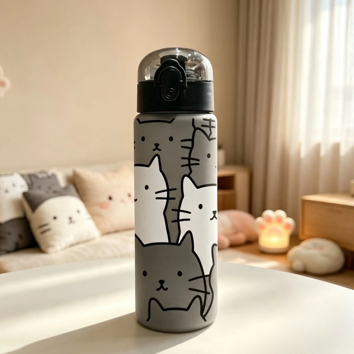 Transparent Cool Astronaut Cartoon Water Bottle, Stylish High Appearance, Lightweight Leakproof Design with Lanyard,Gift,School