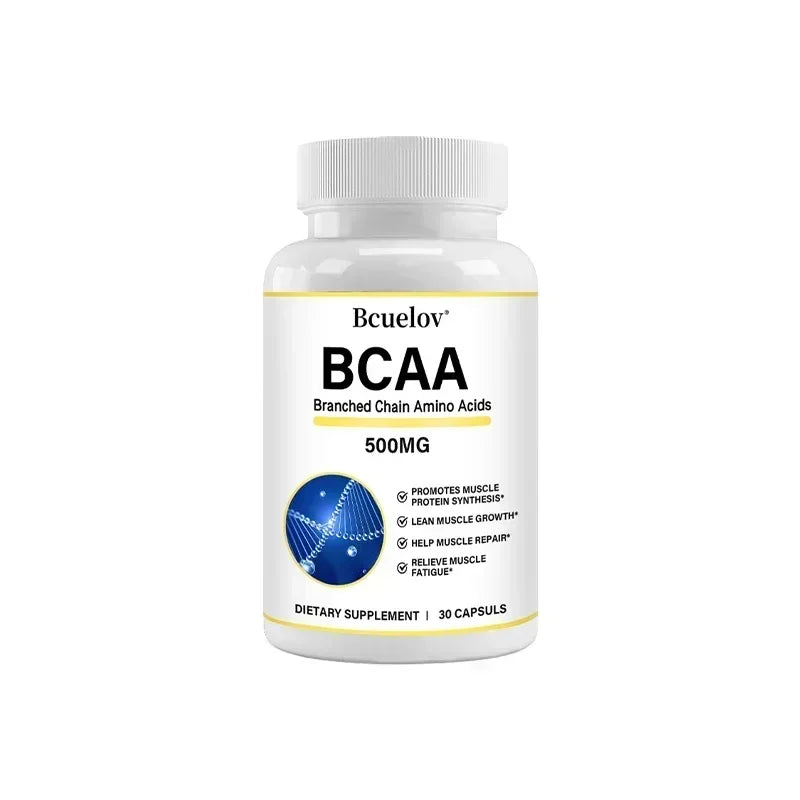 BCAA Supplement – Branched Chain Amino Acids Capsules – Help Muscle Repair and Energy Levels, Increase Muscle Mass, 500mg