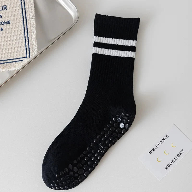 4pairs Women Anti-skid Yoga Socks Grips Cotton Mid-tube Bottom Breathable Fitness Dance Barre Workout Pilates Socks 8 Colors