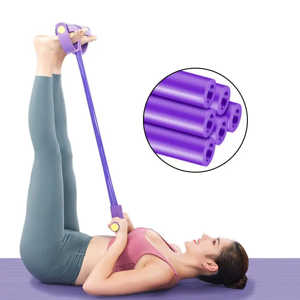 6-Tube Resistance Band Multi Function Tension Rope Fitness Bands 6-Tube Elastic Yoga Pedal Puller For Sports Exercises At Gym