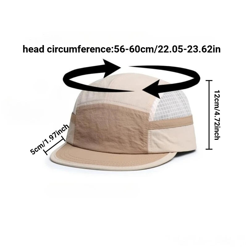 5 Panel Cap for Men Women, Quick Dry Nylon Mesh Material, Perfect for Running, Camping, Outdoor Sports,Daily Casual Fashion Wear