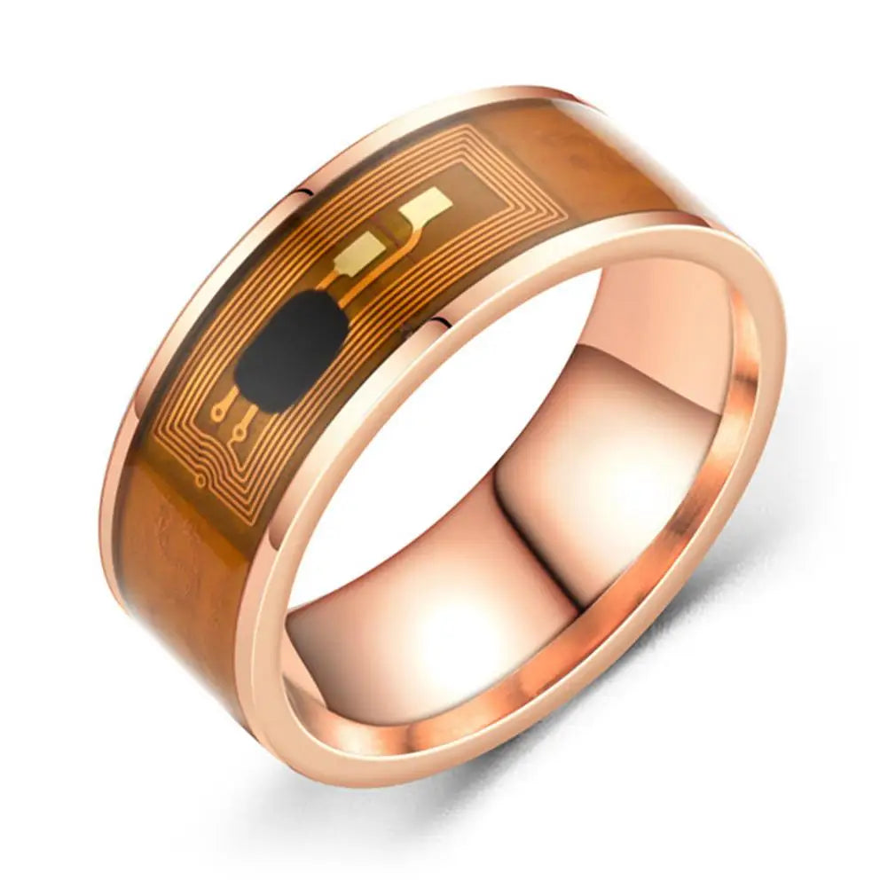 Mens Couple Rings NFC Stainless Steel Phone Chip Dripping Oil Dual Dragon Pattern Smart Ring Gift