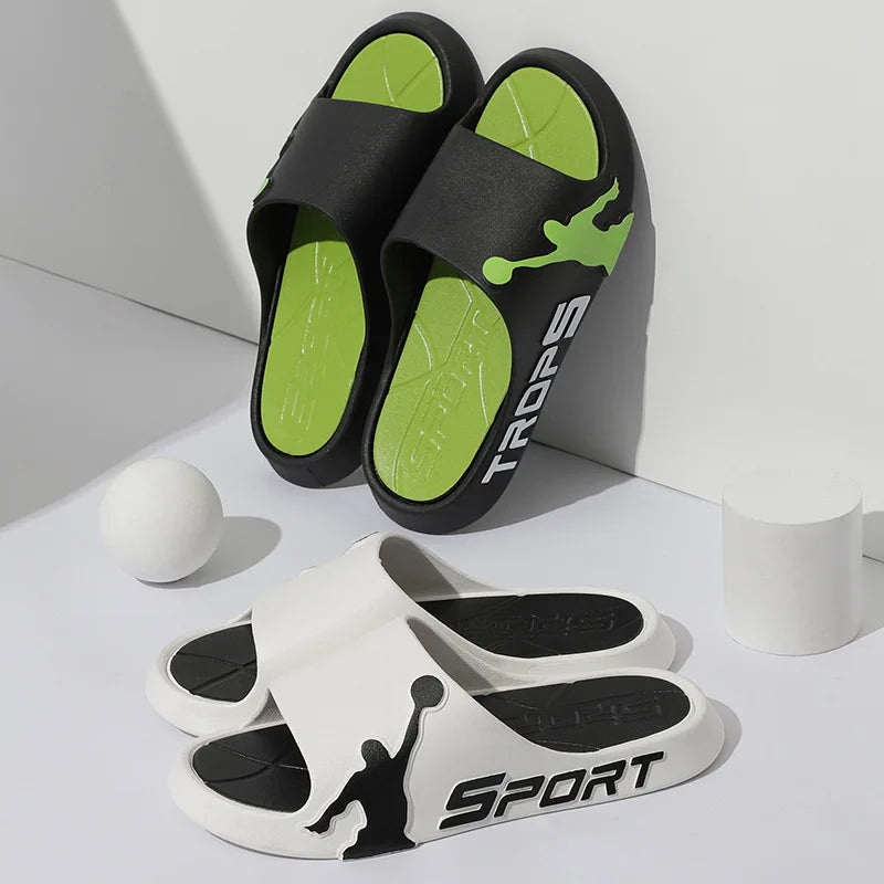 Fashion Men's Slippers PVC Soft Sole Non-slip Slides Casual Outdoor Beach Flip Flops Home Bathroom Couples Slippers New Sandal