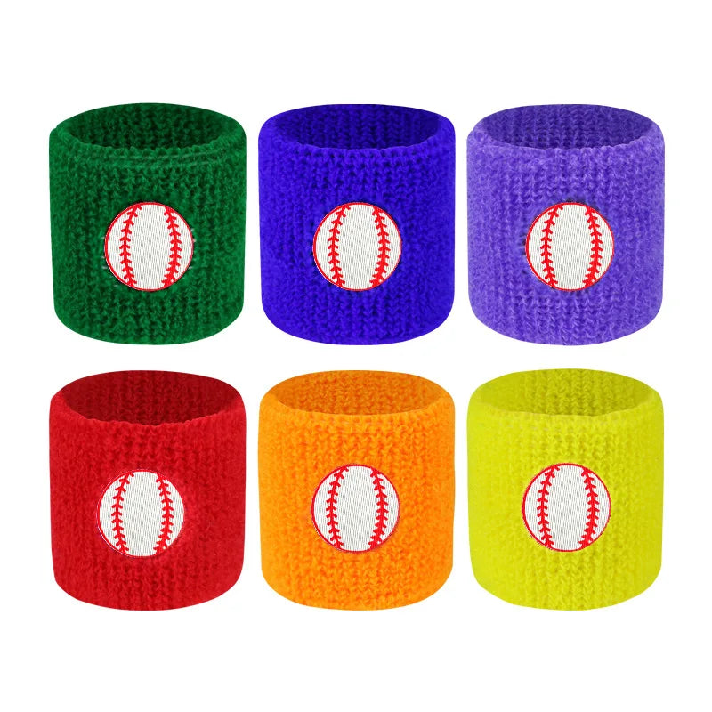 6Pcs Kids Sports Wristbands Colorful Cotton Wristband Sweatband For Children Wrist Protector Football Basketball Tennis Boy Girl