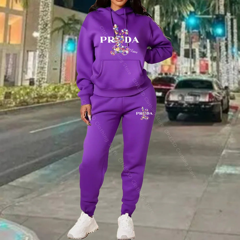 Women's Tracksuits Hoodies and Pants Two Peice Outfits Suit Designer Luxury Oversized Autumn Winter Clothing Women Pants Sets