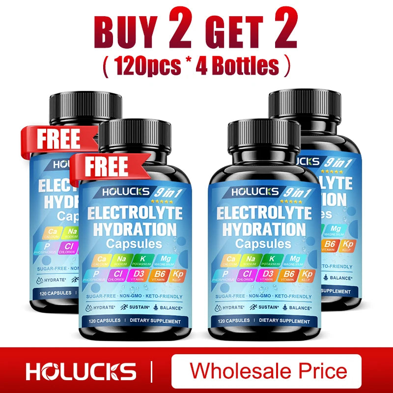 Electrolyte Hydration Capsules, Workout Recovery & Muscle Support, Energy Production, for Fluid Balance