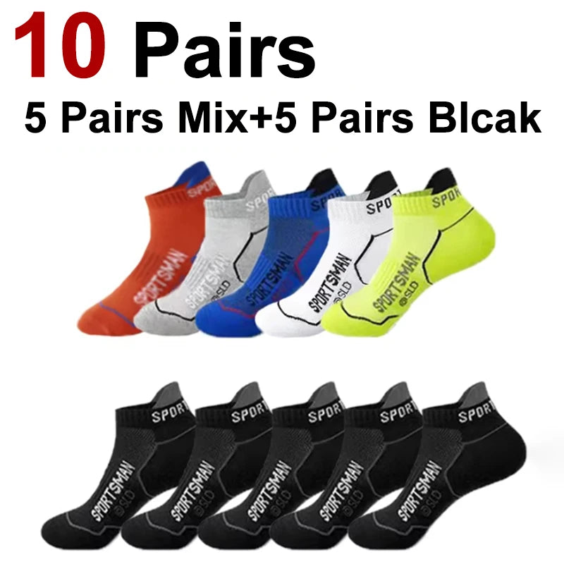 10/12 Pairs High-Quality Knitted Anti Odor Men Sports Socks Summer Sweat Absorbing Mesh Breathable Couple Running Casual Socks