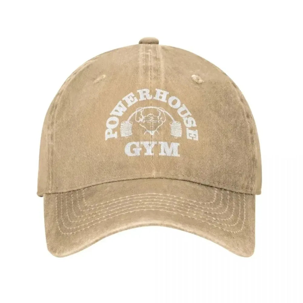 2025 Classic Denim Powerhouse Gym Baseball Caps for Men Women Summer Adjustable Baseball Hat Funny Sun Protection