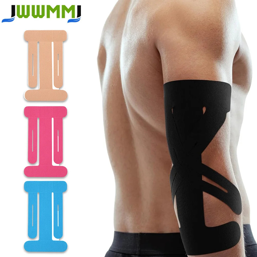 5/10/15/20Pcs Pre-Cut Kinesiology Tape for Elbow, Elbow Tape Athletic LatexTape Free Relief Muscle Support Pain for Sports