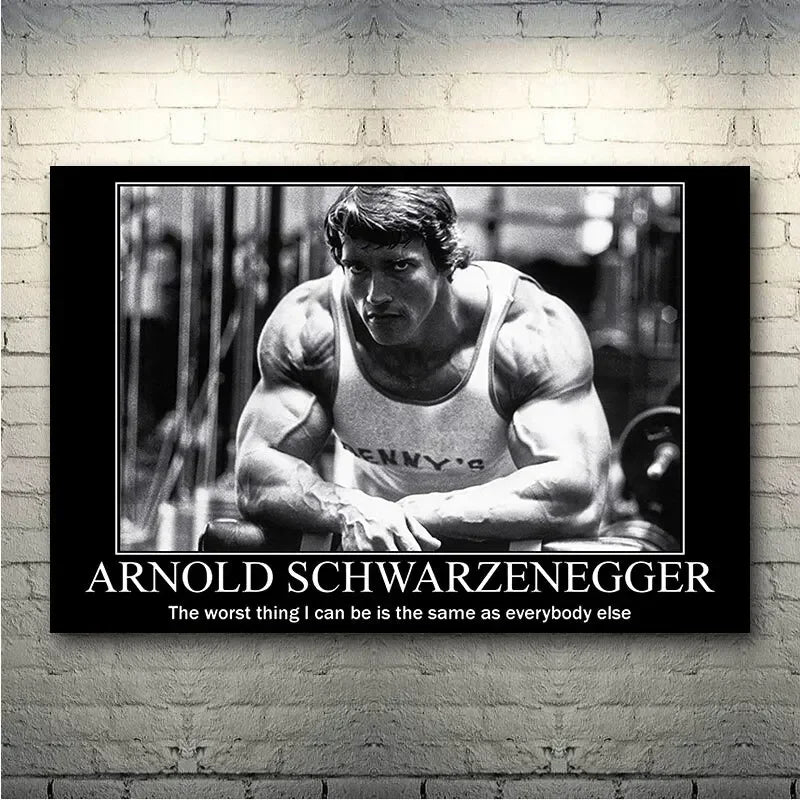 Arnold Schwarzenegger Bodybuilding Motivational Quote Canvas Painting Poster for Home Decor living room wall art for bed room