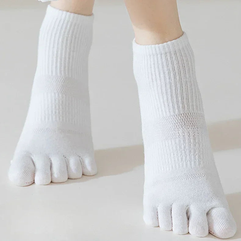 5 Pairs Five Finger Socks Women Low Cut Ankle Toe Socks with Separate Fingers Summer Mesh Cotton Sports Socks Running Yoga