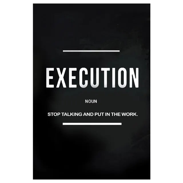 Grind Hustle Execution Motivational Quote Canvas Wall Art Inspirational Posters Prints for Living Room Home Decor Unframed